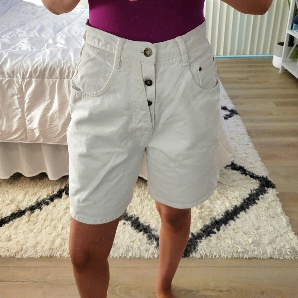 NUOVO White High Waist Denim Shorts